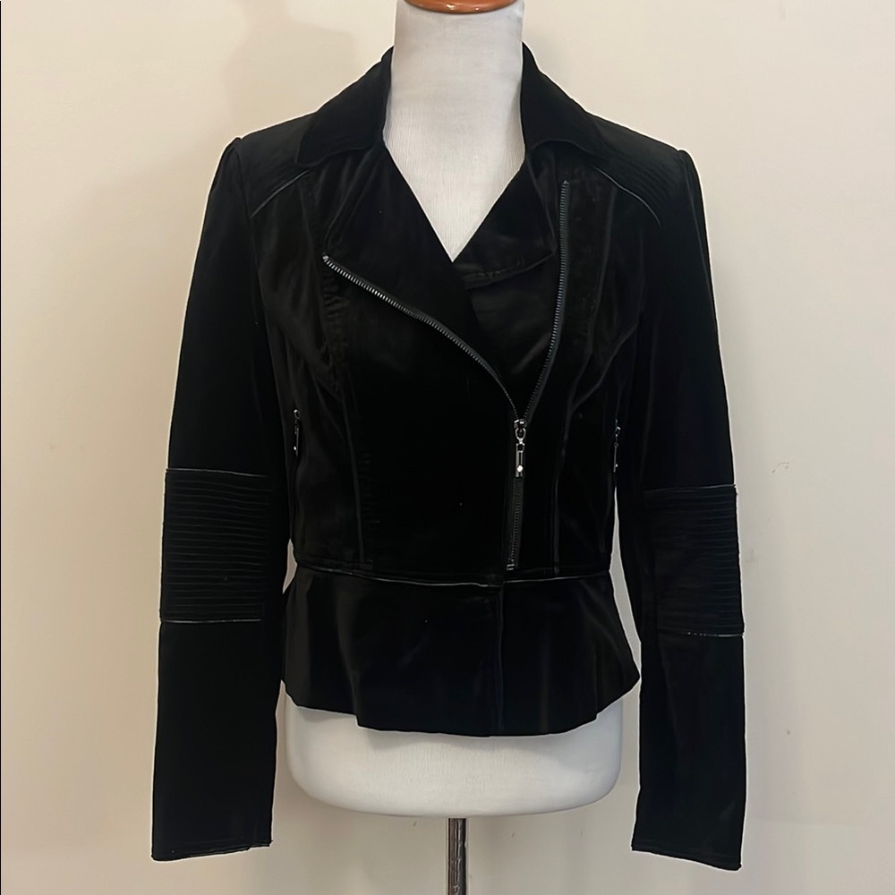 White House Black Market Black Velvet Moto Jacket